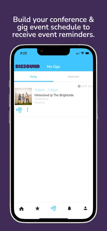 Build your conference and gig event schedule to receive event reminders